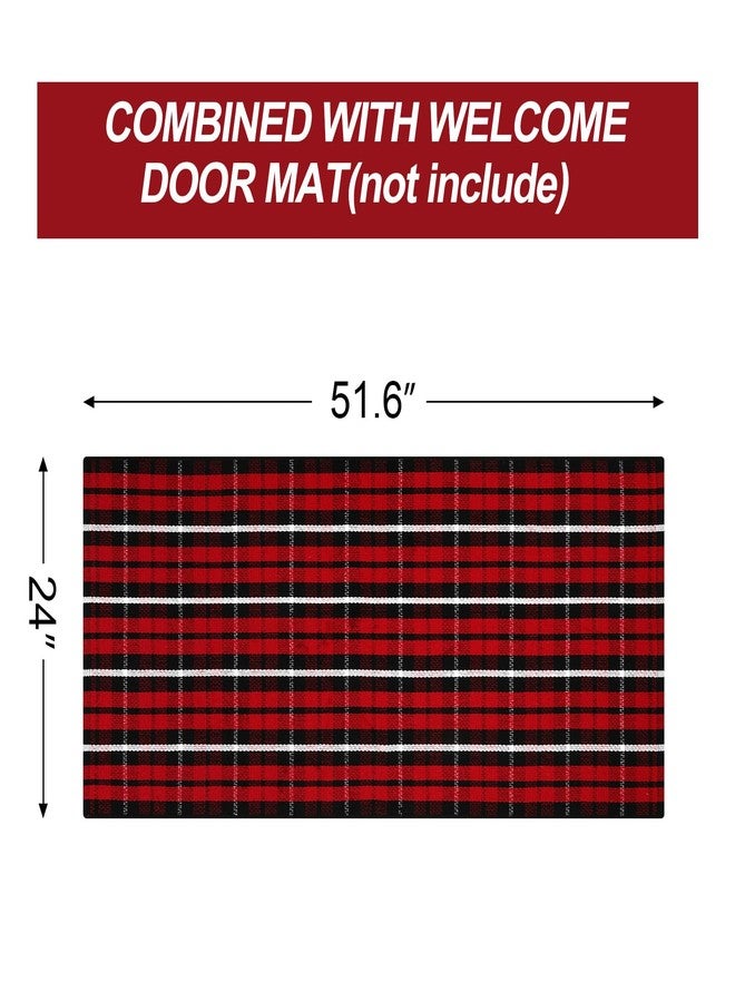 Collive Buffalo Plaid Checkered Outdoor Rug, Christmas Decor Door Mat, Xmas Red and Black 2x4.3 Front Porch Rug, Washable Welcome Layered Doormat Outside Entrance for Kitchen Entryway Patio - Image 3